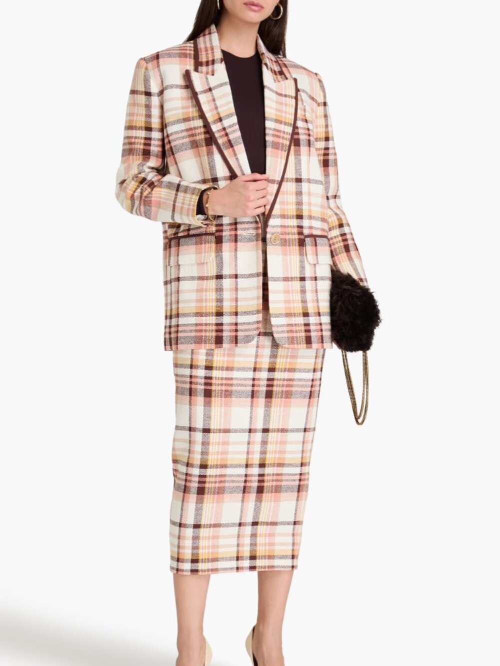ZIMMERMANN Matchmaker Oversize Check Ivory Linen Cotton Blazer 0 4 $1450